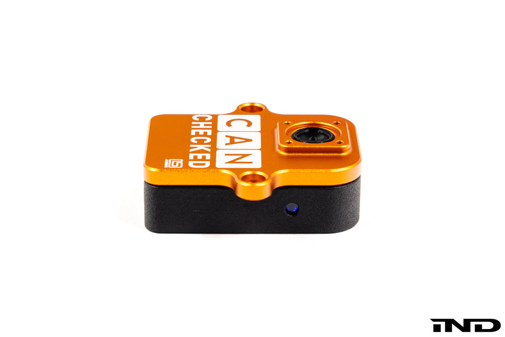 CANchecked TMU04 Wireless Tire Temperature Monitoring Set with four infrared temperature sensors and CAN bus receiver module displayed on a white background.