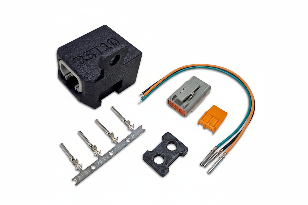 CANchecked BST10 boost sensor 6.5bar (95psi) for interior use, showing the compact sensor device with wiring and mounting components.