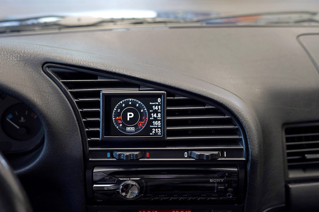 CANchecked E36 M3 3-Series multi-function display, 2.8" Gen2 interior dashboard screen for LHD vehicles.