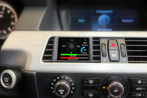CANchecked E60 M5 5-Series interior multi-function display, 2.8" Gen2 LHD dashboard component, shows vehicle information.