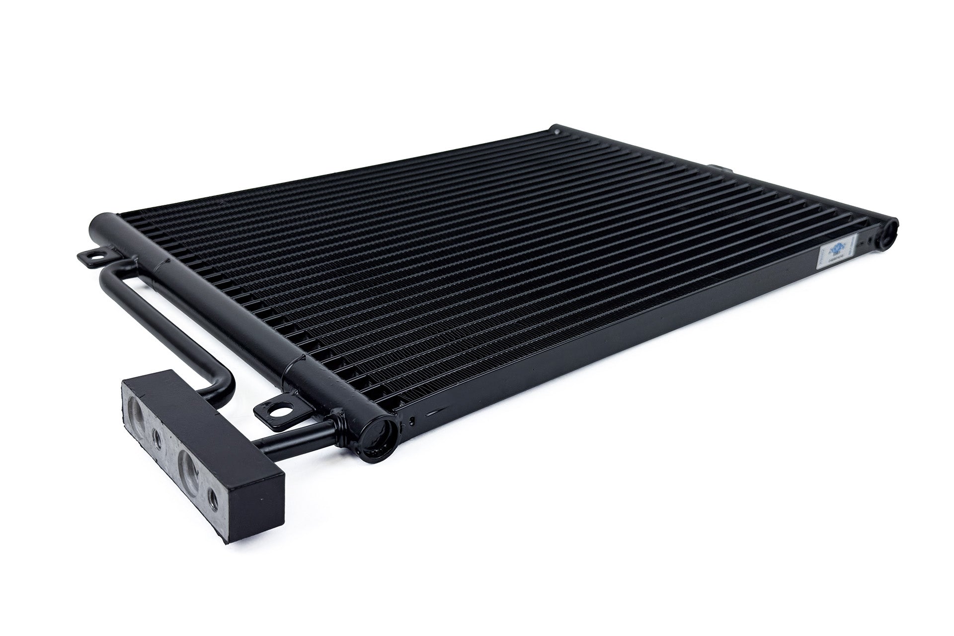 Underside view of CSF OEM+ Performance A/C Condenser for Porsche 996 911 and 986 Boxster on white background