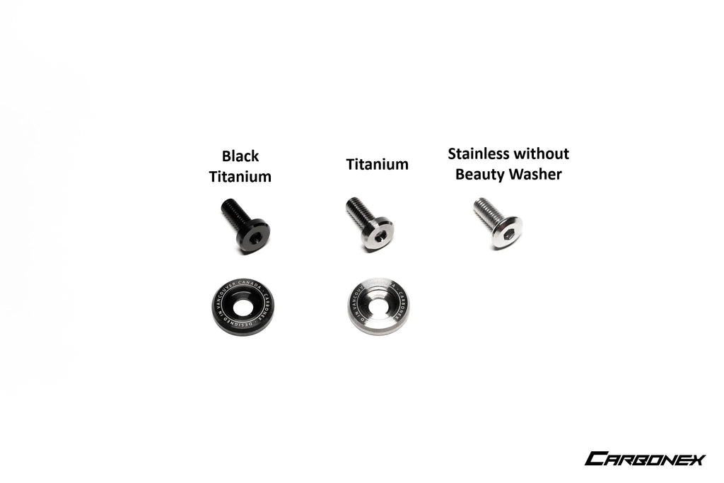 Carbonex BMW magnetic rear license plate mount with hardware for secure exterior installation