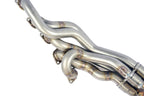 Supersprint stainless exhaust manifold set for BMW E6X M5 and M6, shown in natural view with LHD and RHD options.