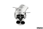 Eisenmann Performance Exhaust for BMW E46 320i, 325i, and 330i shown on a white background featuring premium stainless steel construction and signature Eisenmann exhaust tips.