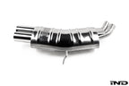Eisenmann Performance Exhaust for BMW E46 320i, 325i, and 330i shown on a white background featuring premium stainless steel construction and signature Eisenmann exhaust tips.
