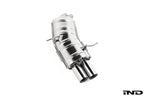 Eisenmann Performance Exhaust for BMW E46 320i, 325i, and 330i shown on a white background featuring premium stainless steel construction and signature Eisenmann exhaust tips.