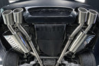 Eisenmann valved stainless steel exhaust installed on BMW E60 M5 highlighting quad tips and performance rear mufflers