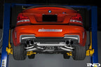 Eisenmann E82 1M performance exhaust system installed on a BMW E82 rear view showing polished exhaust tips and sleek design