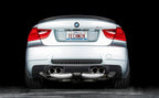Eisenmann E90 M3 performance exhaust system with polished metal tips and sleek exhaust pipes, installed on a BMW E90 M3.