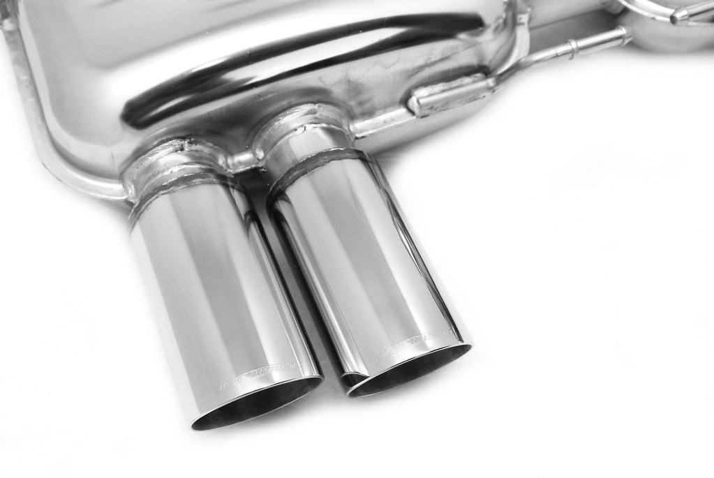 Eisenmann E90 M3 Performance Exhaust shown on a white background, featuring a valved stainless steel exhaust system engineered for the BMW E90 M3 with enhanced exhaust tone and OEM-quality fitment.