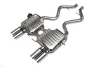 Eisenmann E90 M3 Performance Exhaust shown on a white background, featuring a valved stainless steel exhaust system engineered for the BMW E90 M3 with enhanced exhaust tone and OEM-quality fitment.