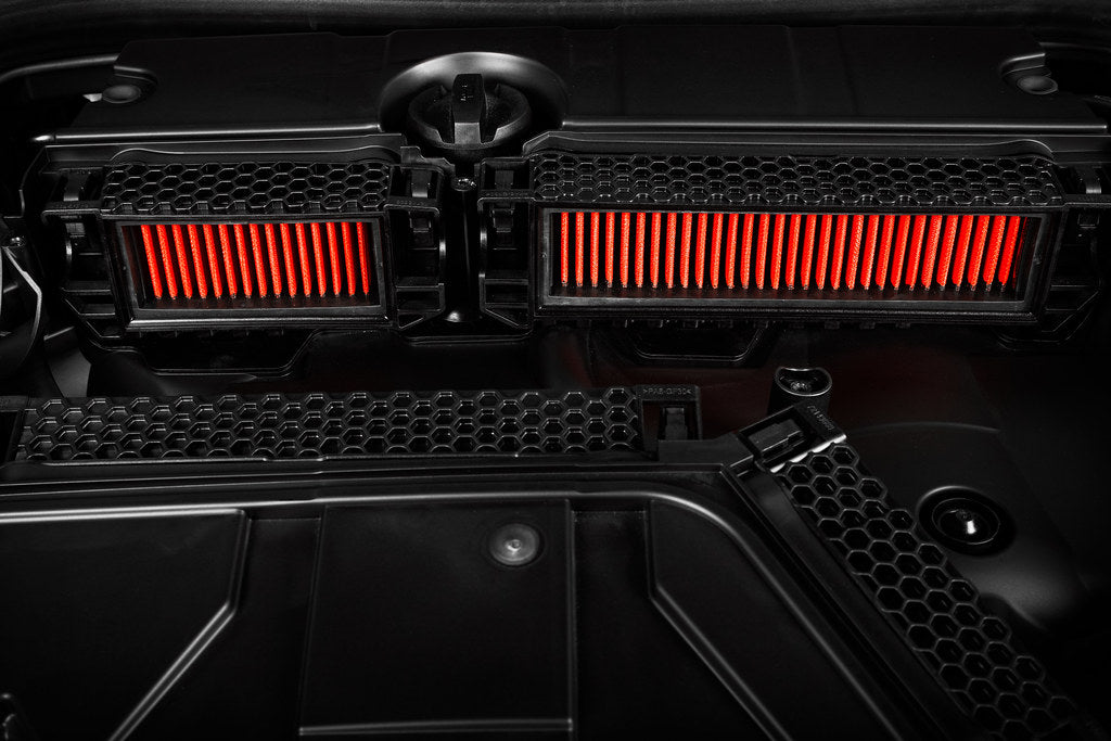 Eventuri carbon intake system installed BMW X3M X4M S58 engine bay