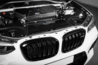 Eventuri carbon intake system installed BMW X3M X4M S58 engine bay