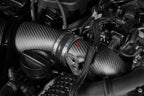 Eventuri carbon turbo inlet set for BMW G90 G99 M5 S68 with matte finish, performance intake components visible in the image.