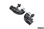 Eventuri carbon turbo inlet set for BMW G90 G99 M5 S68, showing the glossy carbon fiber components and performance design.