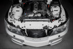 Eventuri Hybrid Carbon Airbox System installed on a BMW E36/7 Z3M featuring a prepreg carbon fiber airbox, bespoke intake system, and OEM MAF-compatible design for the S54 engine.