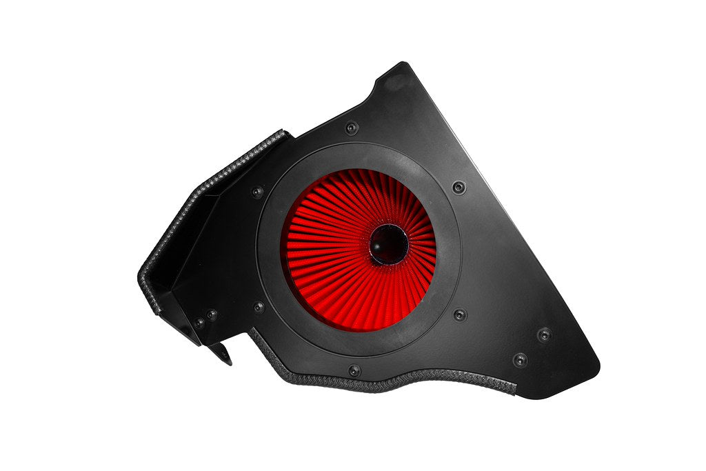 Eventuri Hybrid Carbon Airbox System for the BMW E36/7 Z3M shown on a white background, featuring a prepreg carbon fiber airbox, carbon intake components, and OEM MAF-compatible design for the S54 engine.