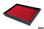 Eventuri E46 M3 S54 performance panel filter shown from reverse angle, designed for optimal airflow and engine performance.