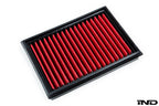 Eventuri E46 M3 S54 performance panel filter, black replacement filter with brand logo, designed for improved engine airflow.
