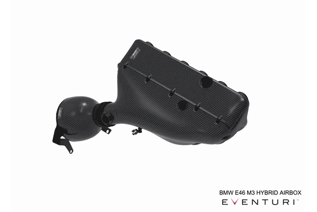 Eventuri hybrid carbon airbox system for BMW E85/E86 Z4M, showcasing sleek carbon fiber construction and performance design.