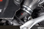 Eventuri carbon turbo inlet set installed on F9X X5M, X6M, G09 XM, and M60i LCI BMW, showing close-up of performance inlet components.