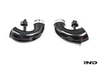 Eventuri carbon turbo inlet set for F9X X5M, X6M, G09 XM, and M60i LCI, featuring sleek black carbon fiber components.