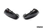 Eventuri carbon turbo inlet set for BMW F9X X5M, X6M, G09 XM, and M60i LCI, shown from overhead angle.