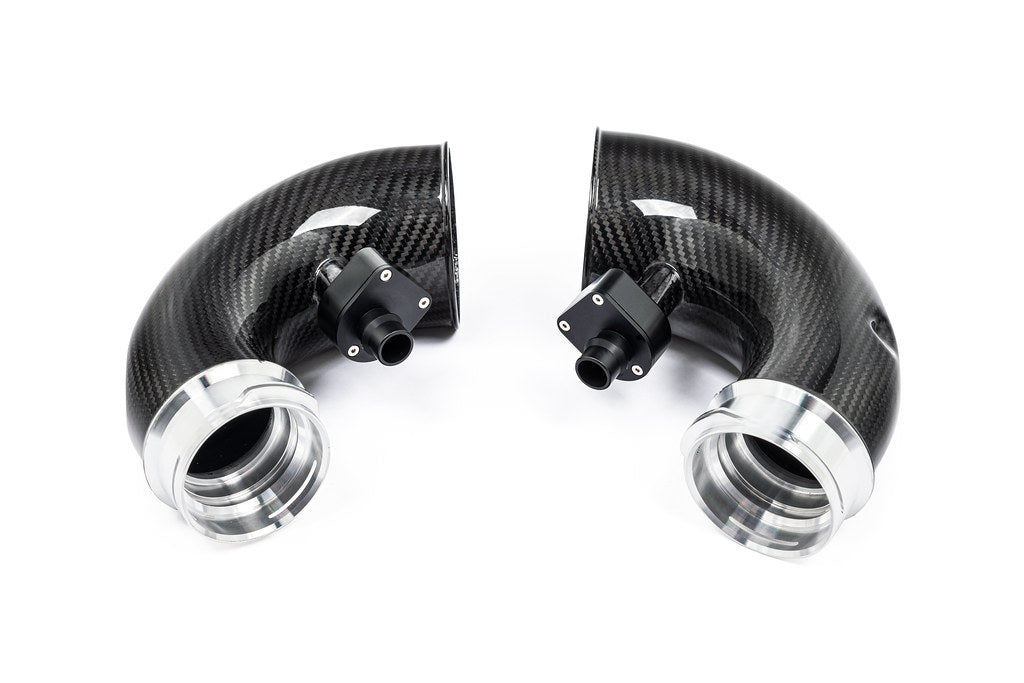 Eventuri carbon turbo inlet set for BMW F9X X5M, X6M, G09 XM, and M60i LCI performance upgrade with visible carbon components