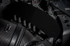 Eventuri black carbon intake system for Mercedes AMG A45 and CLA45, performance upgrade with visible carbon fiber components.