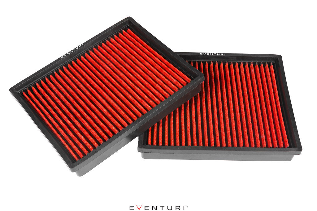 Eventuri performance panel filter set for E39 M5, E52 Z8 with S62 engine, featuring high-quality replacement filters.