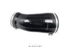 Eventuri silicone intake coupler for Volkswagen MK8 applications displayed on a white background, designed to connect the carbon intake system while maintaining smooth airflow and secure fitment.