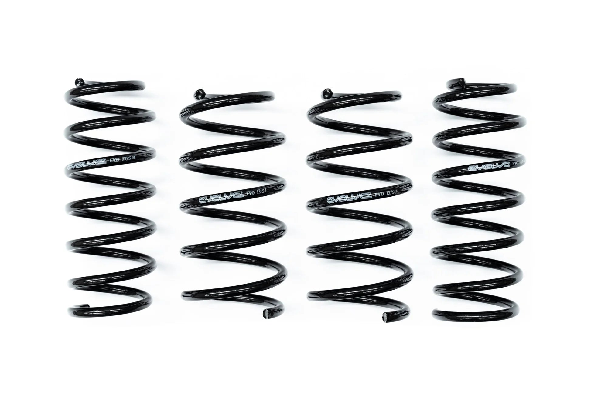 Evolve I01 i3 i3S Lowering Springs shown on a white background, engineered to lower the BMW i3, i3S, and Range Extender while maintaining ride comfort and everyday drivability.