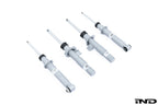 Evolve I01 i3 i3S Shock Absorber Set shown on a white background, developed with Bilstein UK to improve ride comfort, stability, and handling for the BMW i3, i3S, and Range Extender.