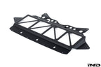 Fall-Line Motorsports oil cooler guard for BMW G8X M2, M3, and M4 shown on a white background, designed to help protect the factory oil cooler from road debris and track hazards.