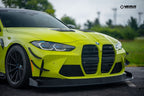 Verus Engineering G8x M3 M4 carbon polyweave front splitter kit installed on a BMW M4 exterior car part.