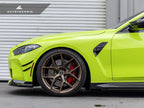 AutoTecknic G8X M3/M4 dry carbon canard set mounted on a vehicle's exterior, showcasing lightweight aerodynamic design.
