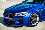 IND painted front reflector set installed on a BMW F90 M5 and G30 5-Series eliminating the factory amber reflectors for an OEM+ appearance