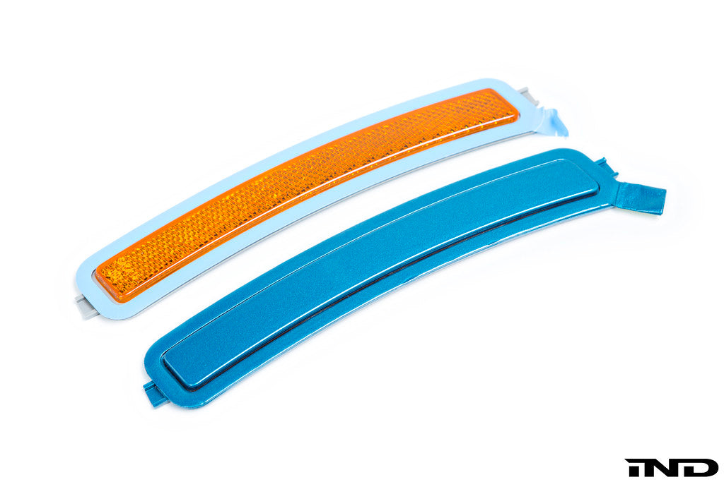 IND painted front reflector set for the BMW F90 M5 and G30 5-Series shown on a white background