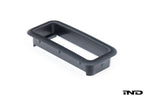IND E46 M3 CSL center console trim kit featuring hazard switch frame and interior detail, designed for a sleek, custom look.