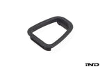 IND E46 M3 CSL interior center console trim kit with mirror switch frame, showcasing sleek, high-quality interior detail.