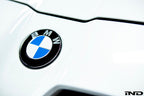 IND Painted BMW Roundel Set Installed Showing High-Gloss Black Surround and OEM BMW Center Emblem on Vehicle
