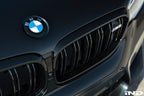 IND Painted BMW Roundel Set Installed Showing High-Gloss Black Surround and OEM BMW Center Emblem on Vehicle