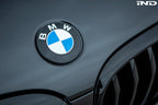 IND Painted BMW Roundel Set Installed Showing High-Gloss Black Surround and OEM BMW Center Emblem on Vehicle