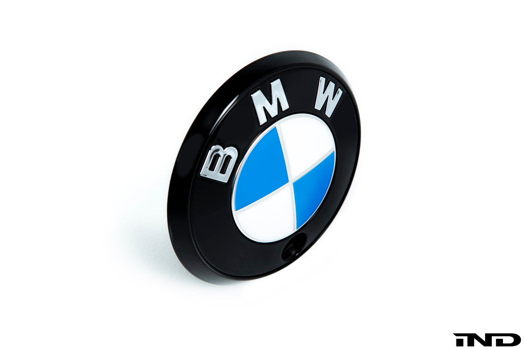 IND Painted BMW Roundel Set with High-Gloss Black Surround on Genuine BMW Roundel Cores