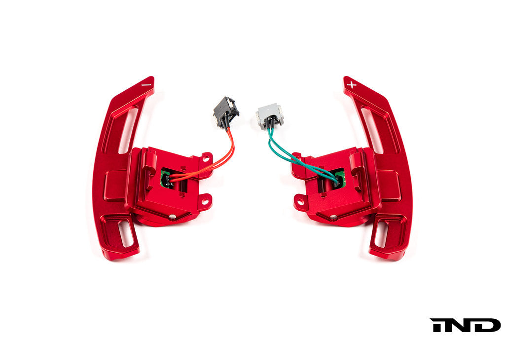 MAED Magnetic Shift Paddle Set for Chevrolet C8 Corvette shown on a white background featuring precision-machined construction and enhanced paddle shift ergonomics.