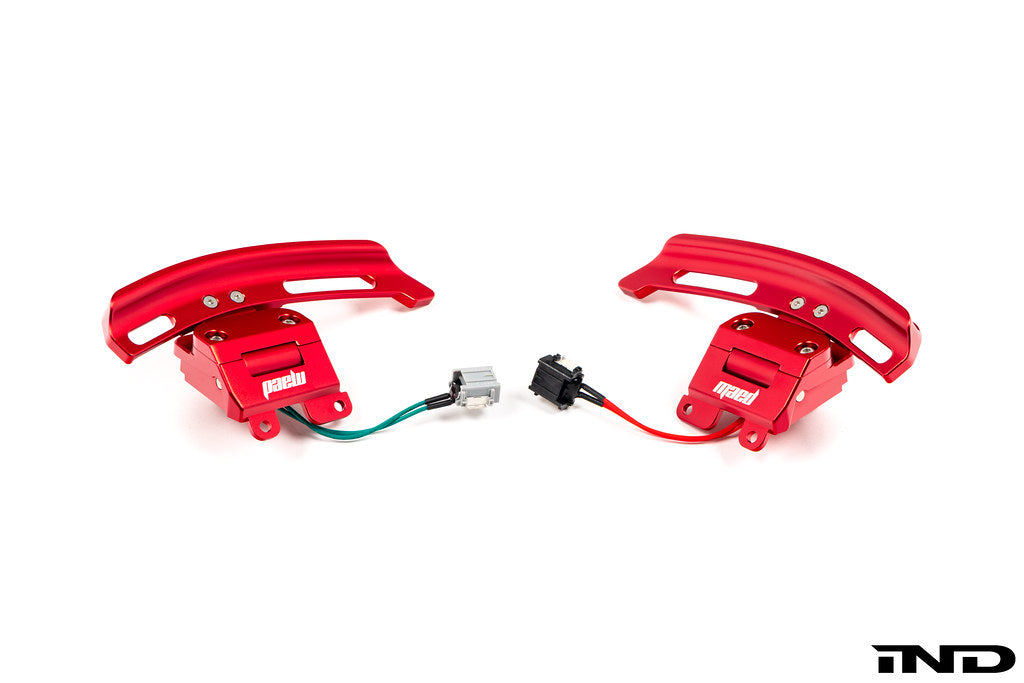 MAED Magnetic Shift Paddle Set for Chevrolet C8 Corvette shown on a white background featuring precision-machined construction and enhanced paddle shift ergonomics.