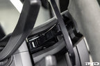 MAED Porsche 911 (992) billet magnetic shift paddles installed in the interior of the sports car.