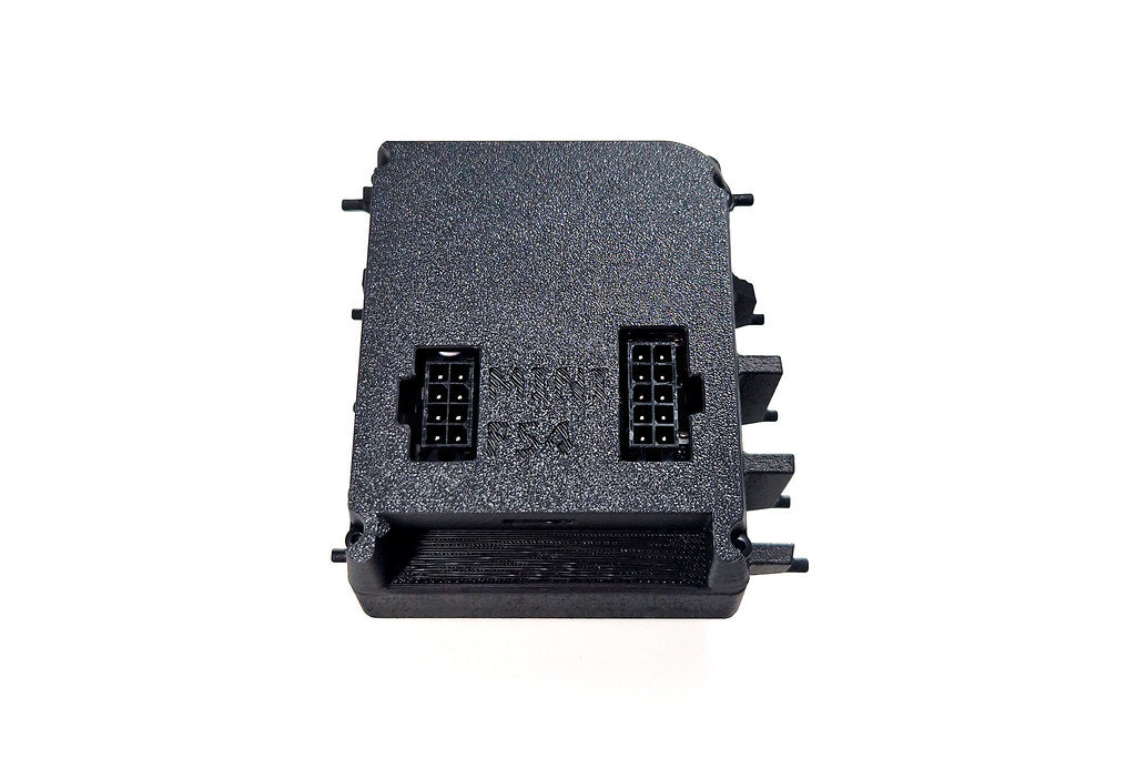 CANchecked MFD28 Gen2 2.8-inch multi-function display for the MINI F54 Clubman (LHD), shown on a white background with the vehicle-specific mounting bezel and wiring harness.