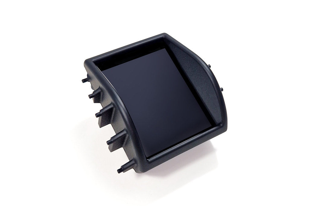 CANchecked MFD28 Gen2 2.8-inch multi-function display for the MINI F54 Clubman (LHD), shown on a white background with the vehicle-specific mounting bezel and wiring harness.