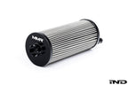 MMX Performance S58 billet aluminum oil filter housing in gloss black for BMW G8X M2 M3 M4 performance engine.